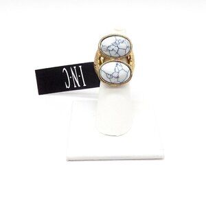 INC Gold-Tone Southwest Style Faux Agate Textured Band Ring